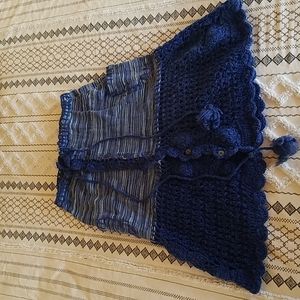 Soul flower hippie crocheted skirt with pockets